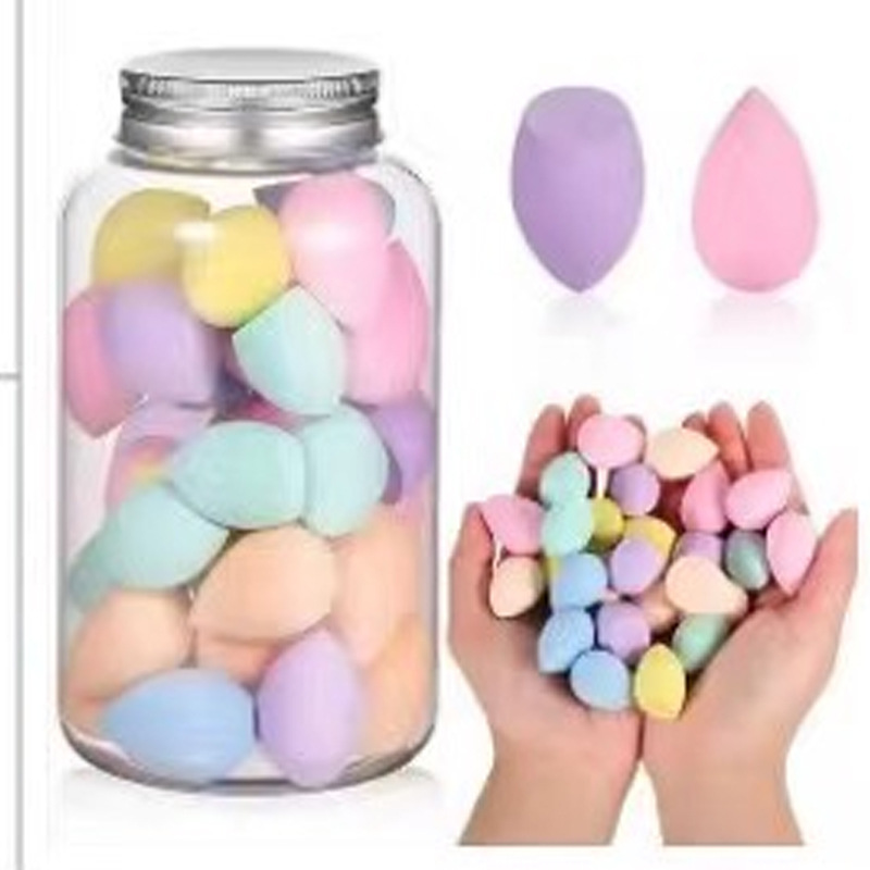 Mini huevo de maquillaje seco y húmedo doble uso sonriente caja de PVC forma de gota de agua inclinada forma de polvo herramienta de maquillaje huevo de maquillaje image 7
