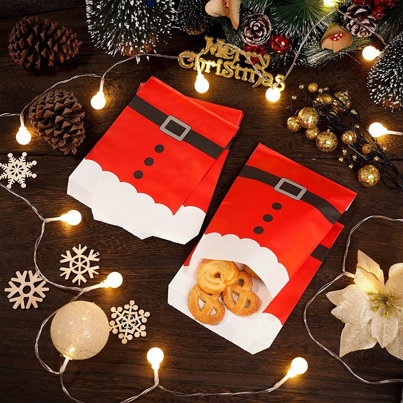 スポットクリエイティブサンタクロース使い捨てビスケットキャンディーバッグパーティークリスマスクラフト紙小さなギフトバッグ|undefined