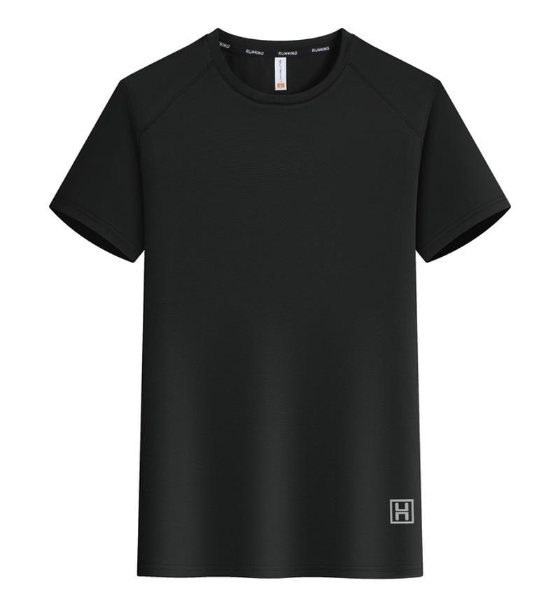 Camiseta de cuello redondo de secado rápido de seda de hielo, logotipo personalizado, camisa publicitaria, ropa de trabajo de spandex, construcción de grupo, deportes de manga corta, correr t verano