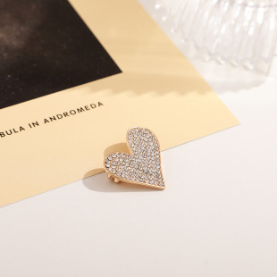 Japanese and Korean Style Personality High-Grade All-Match Rhinestone Full-Diamond Love Brooch Women's Shirt Collar Clothes Accessories Heart-Shaped Pin