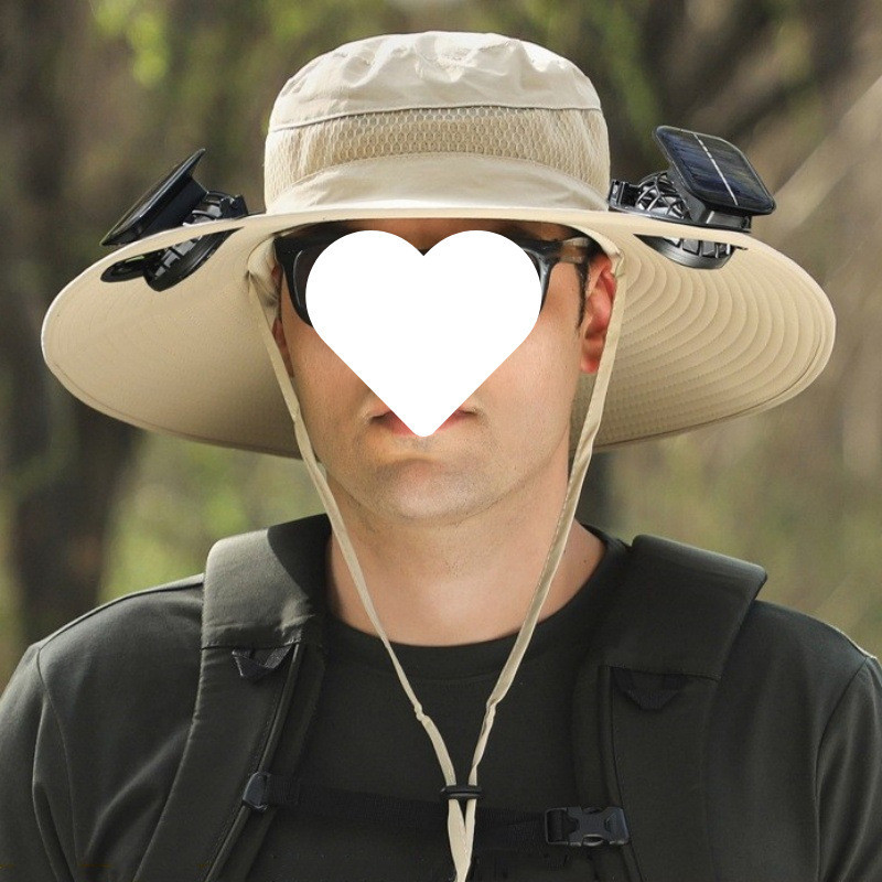 ZSD太阳能充电风扇帽爆品带防晒降温成人渔夫头戴大檐登山遮