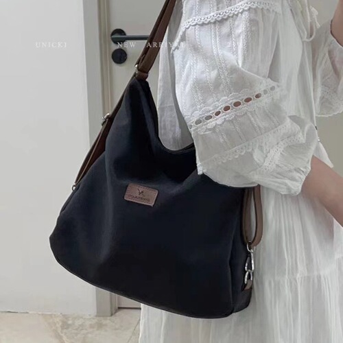 Student class canvas bag women's new summer large-capacity backpack commuter single shoulder armpit tote bag