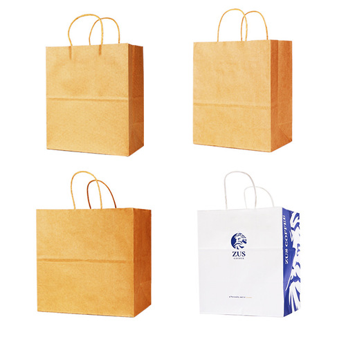 Wholesale Printed Takeaway Kraft Paper Bag Packaging Handbag Baking Pastry Tea Shop Shopping Gift Bag 