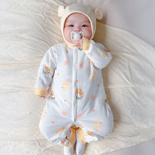 秋冬婴儿连体薄棉袄40g新生儿哈衣爬服0-12个月宝宝棉服小外套春