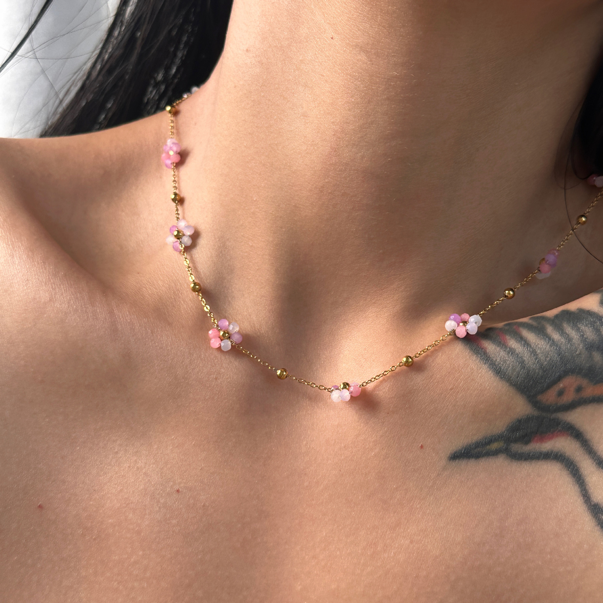 Women's Gender Simple Style Water Droplets Flower Titanium Steel Patchwork Jewelry Set
