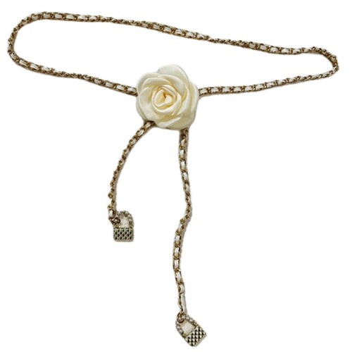 Tea Flower Waist Chain Accessory for Women, Flower Chain Belt Decor for Dresses and Jeans, Trendy Ins Style