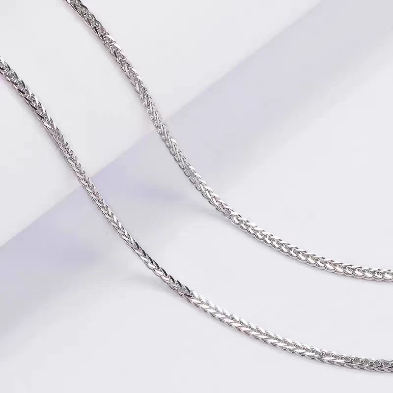 Collar de plata de ley S925 para mujer, cadena cruzada, cadena tipo caja, cadena de ondas de agua, cadena sencilla, cadena cielo estrellado, cadena de clavícula versátil de lujo ligero con broche.