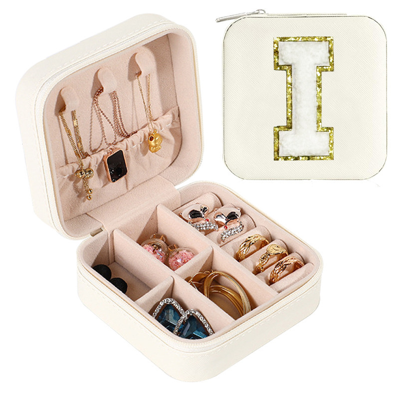 Cross-border de cuero Stud pendientes de gran capacidad de la joyería de la caja de la joyería del anillo caja de almacenamiento portátil