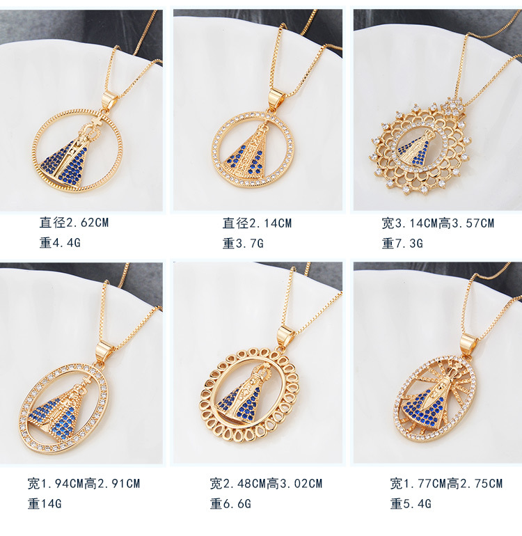 simple copper gold-plated heart-shaped round faith pendant Necklace