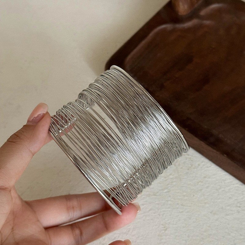 欧美多层铁线开口手镯时尚百搭夸张高级感手环个性设计感小众手饰|undefined