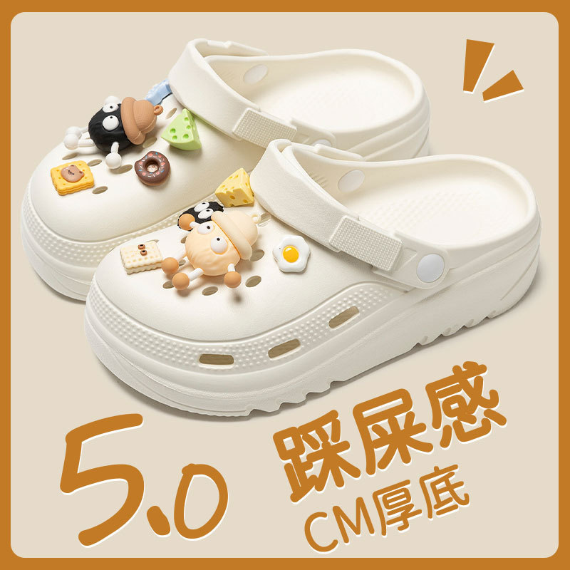 Eva Shoes Shoes Women's Summer Wear Non-slip Increased Beach Baotou Garden Shoes Thick Slippers Wholesale