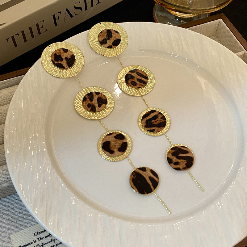 银针法式油画风豹纹波点流苏耳环时尚百搭复古气质高级感耳饰女|undefined