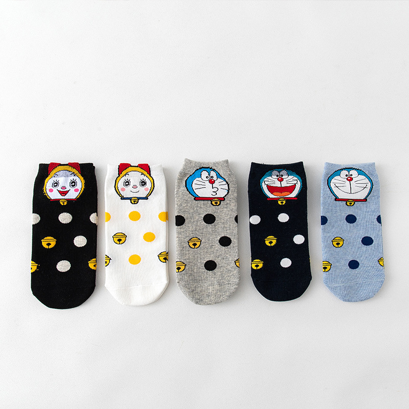 New cartoon style women's Japanese cute boat socks short socks Doraemon Uniqlo socks factory wholesale