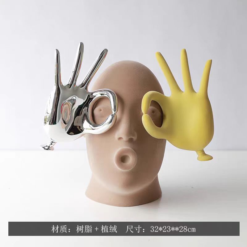 高级感植绒摩登人物抽象雕塑艺术家居装饰品客厅轻奢小众OK摆件|undefined
