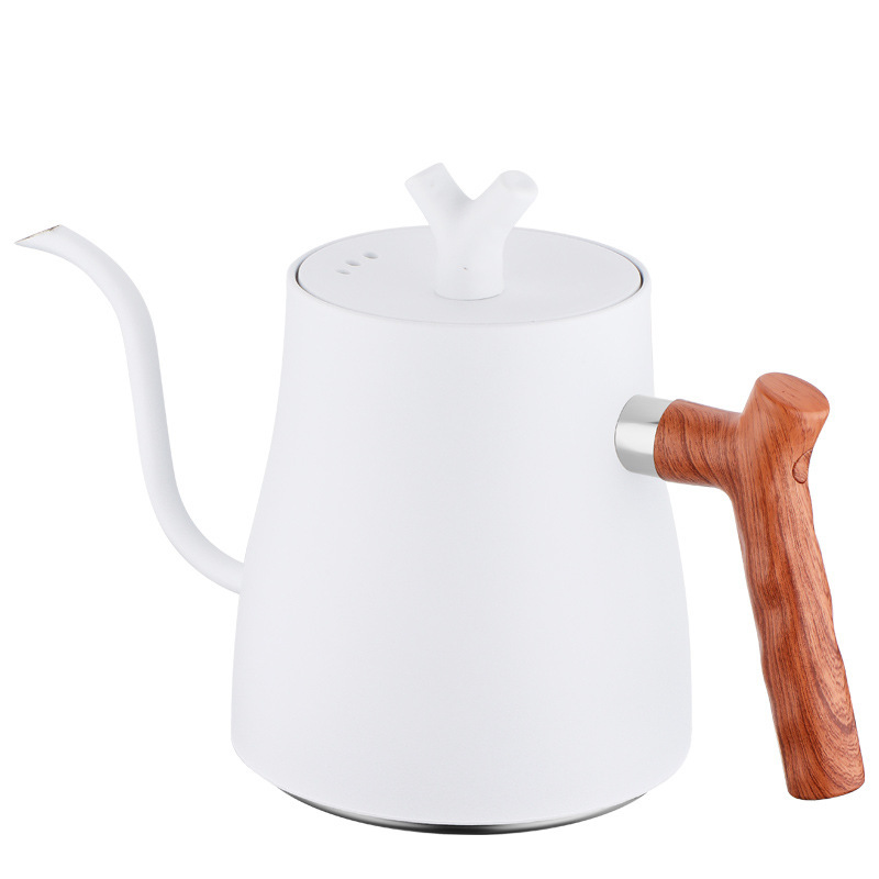 얇은 입 - 흰색(흰색 커버와 나뭇결 손잡이)