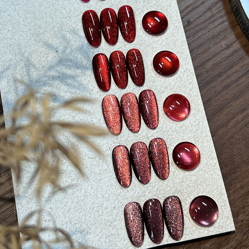 红色新年开运红猫眼猫眼胶甲油胶显白极光追光美甲色胶甲油胶