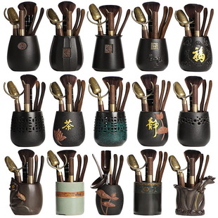 Free Shipping Tea Ceremony Six Gentlemen Combination Complete Set Kung Fu Tea Set Spare Parts Bamboo Tea Leaf Tea Clip Tweezers Solid Wood
