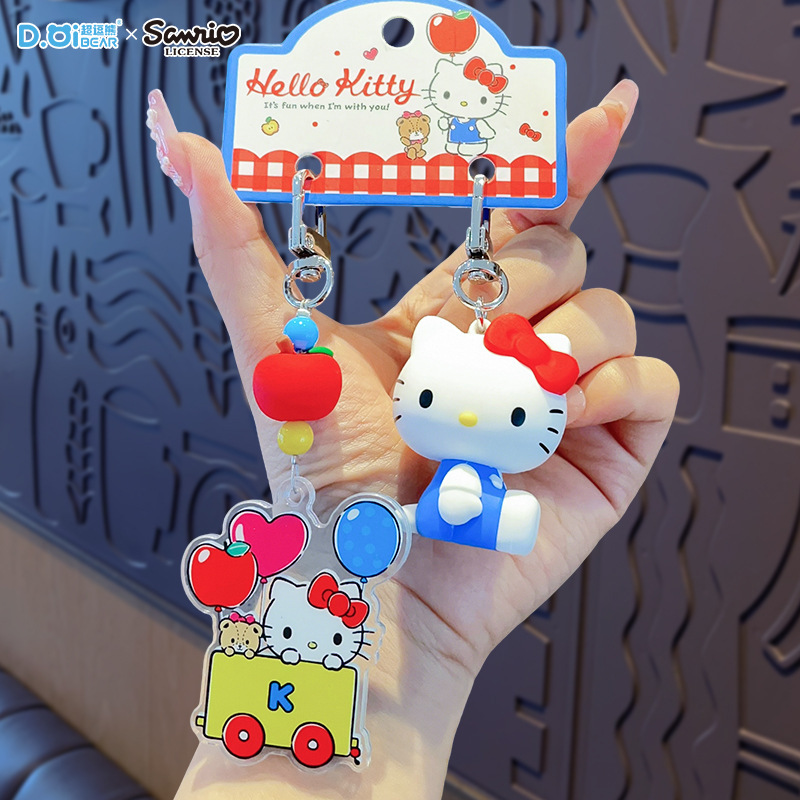 本物のサンリオハローキティビーズチェーンスクールバッグペンダント kt 猫クリエイティブ人形人形キーホルダーチェーン|undefined