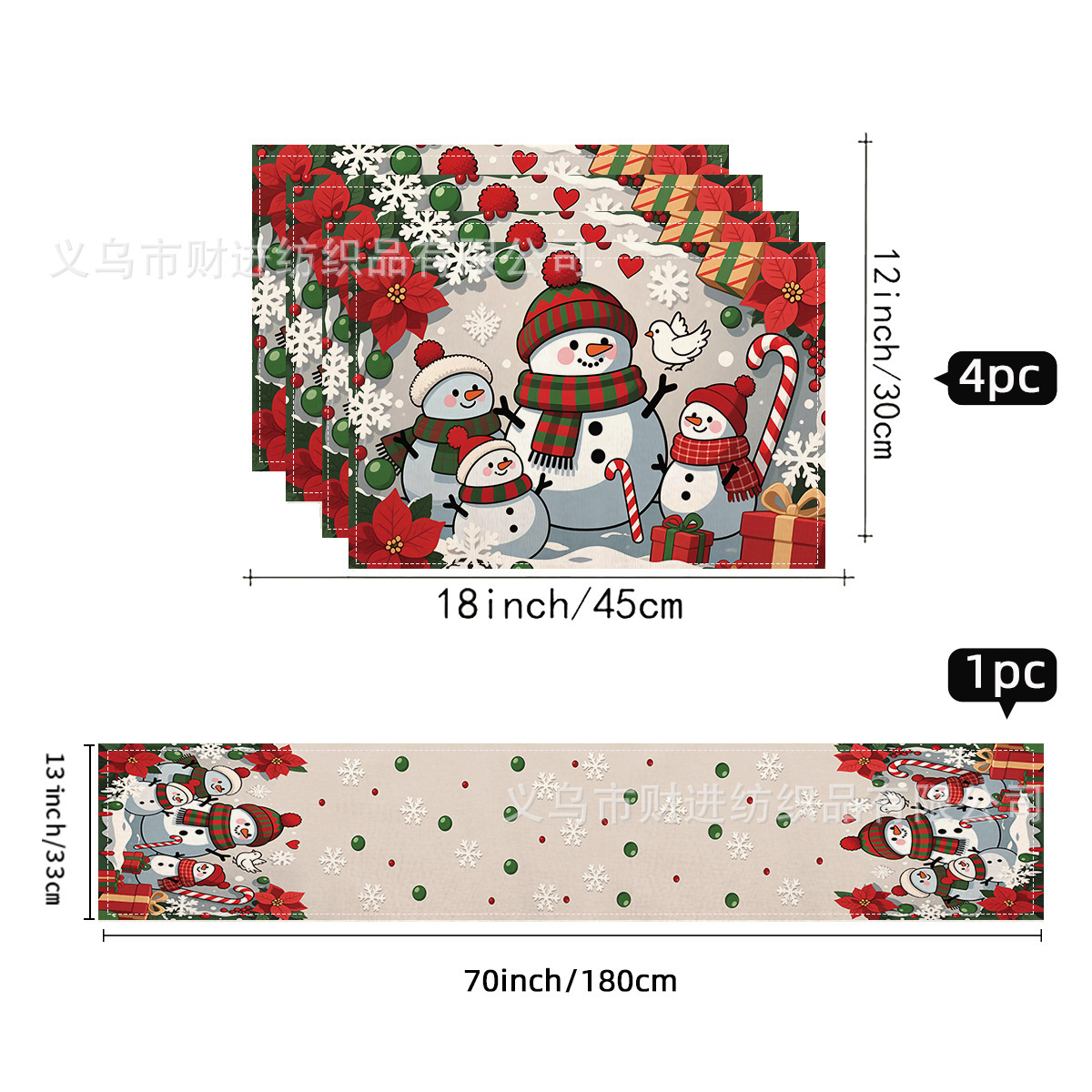 Nuevo cojín de mesa de Navidad 5 piezas Amazon lino impresa manto de mesa de dibujos animados restaurante manto de mesa de Navidad aislante