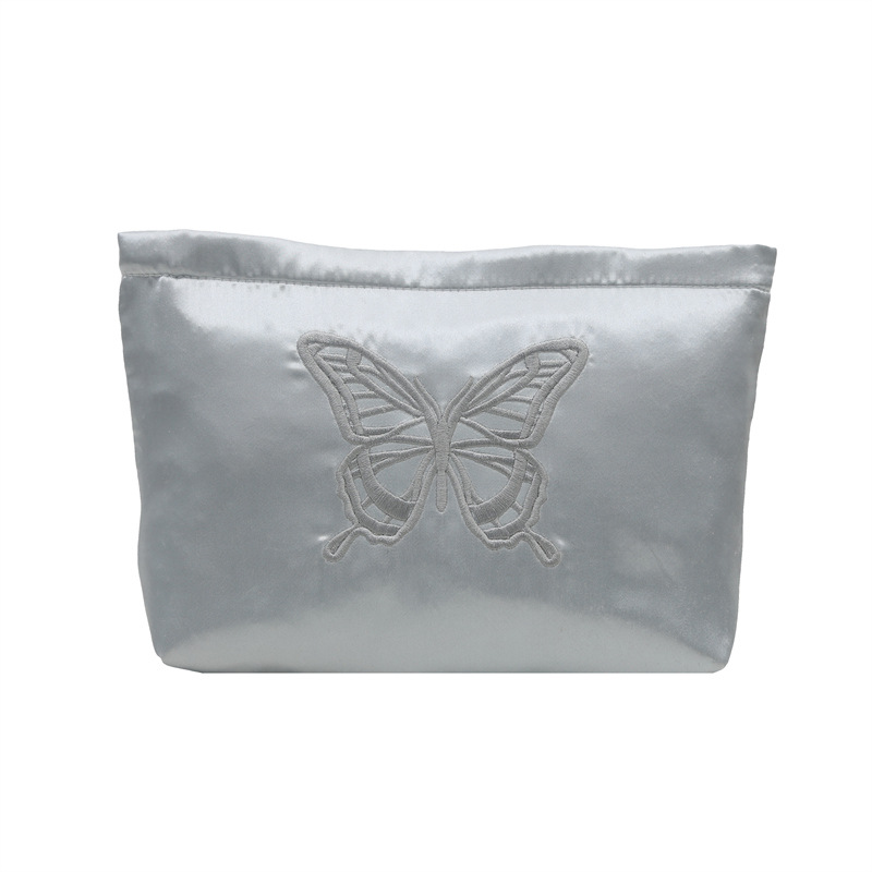 Bolsa de cosméticos con lazo bordado retro, lápiz labial, productos para el cuidado de la piel, bolsa de almacenamiento de artículos diversos, bolso de embrague portátil de gran capacidad, marea