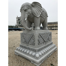 青石石雕大象廠家供應 吉祥如意石頭大象 寺廟六牙象石雕動物雕塑