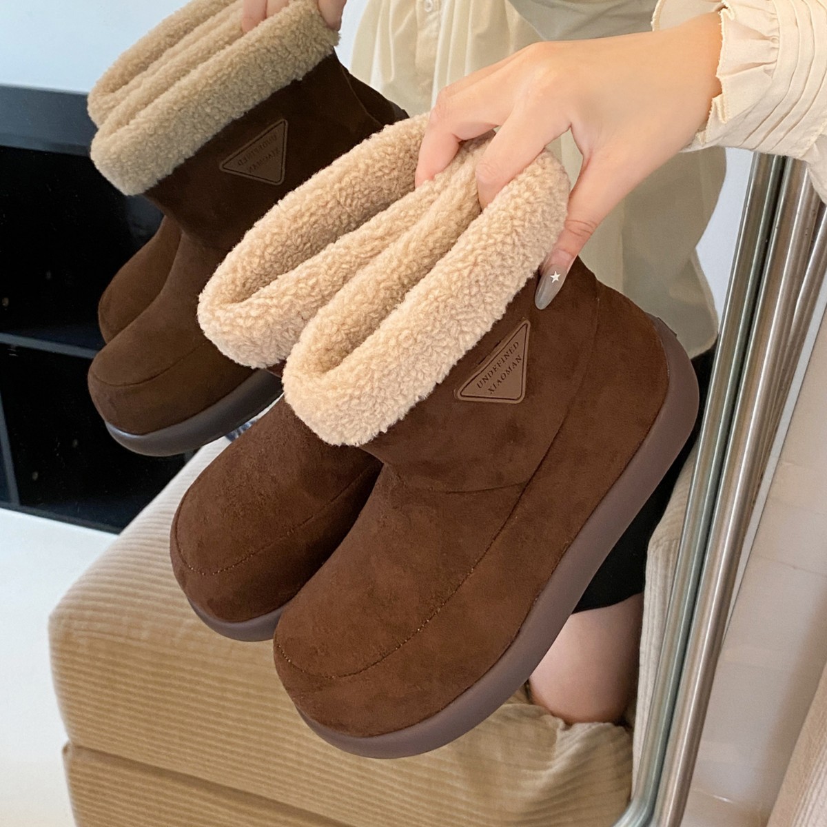 【梵芙娜】复古厚底防滑雪地靴女2025新款秋百搭软底加绒棉拖鞋子