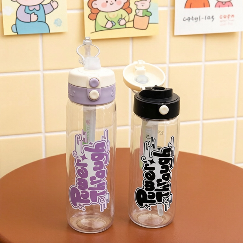Taza de bebida doble resistente a altas temperaturas y alto valor facial en verano, hervidor de plástico deportivo al aire libre de gran capacidad, taza de agua para niños que no se rompe image 3