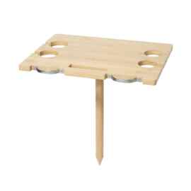 竹制野餐桌创意带提手开瓶器红酒沙滩桌露营野餐插地式水果芝士盘