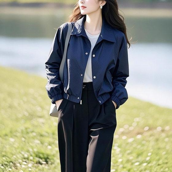 Blue Lasel Coat Women's Spring and Autumn Casual Slim Western Style Top 2025 New Popular Explosions Early Spring Jacket