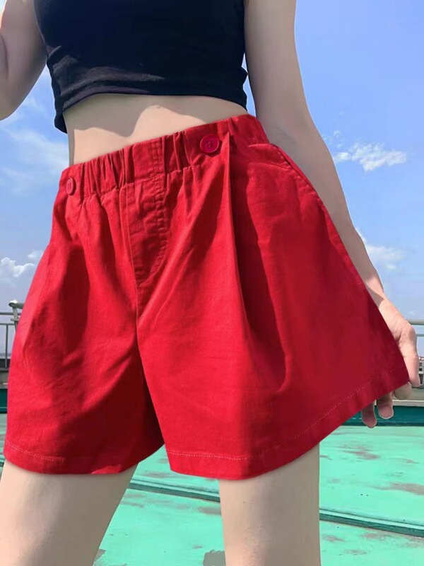Casual Shorts for Women, Summer High-Waisted New Loose Slimming Wide-Leg Pants, Large Size Elastic Waist Hot Pants New Style Casual Shorts for Women, Summer High-Waisted New Loose Slimming Wide-Leg Pants, Large Size Elastic Waist Hot Pants New Style