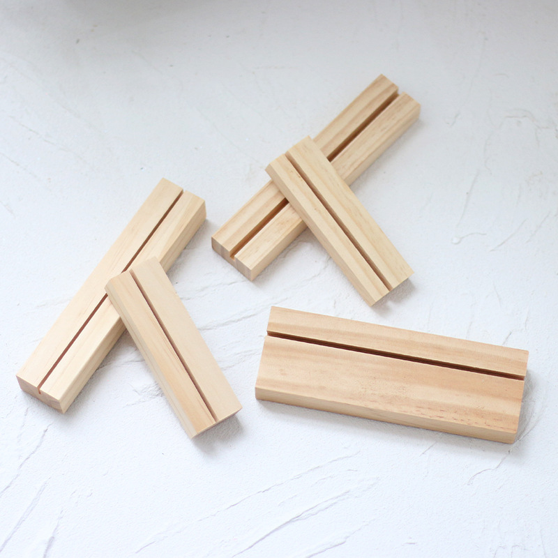 Customized Wooden Base Note Card Holder, Rectangular Wooden Postcard Display Stand, Desktop Business Card Holder, Wooden Block Ornament