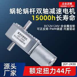 无刷直流JGY-2430蜗轮蜗杆双轴减速电机12v24v可调低速电动小马达