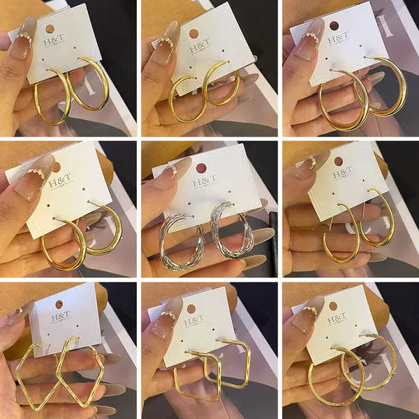 Cross-Border European and American Exaggerated Temperament Large Circle S925 Silver Needle Earrings Earrings Stylish Trendy Popular Same Style Earrings