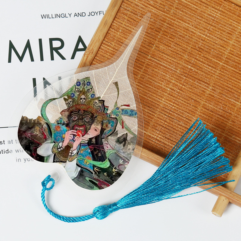 Cultura de la hoja Bodhi Marcadores conmemorativos de venas de hojas Marcadores de hojas de estilo chino clásico creativo Marcadores de metal Sakyamuni