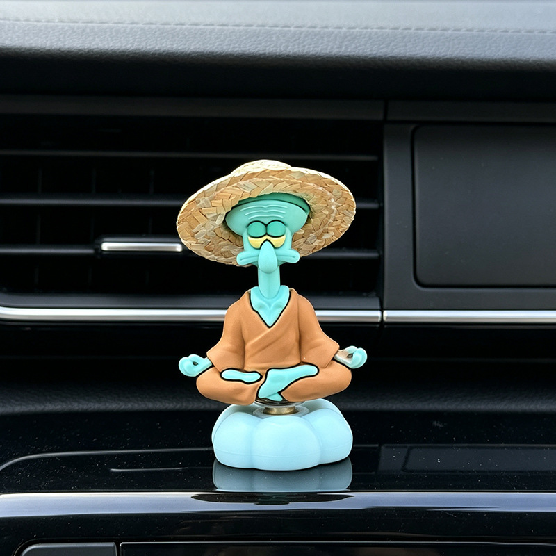 Creative Rotating Patrick Star and Squidward Car Ornaments, Electric Vehicle Interior Dashboard and Exterior Rear Seat Decorations