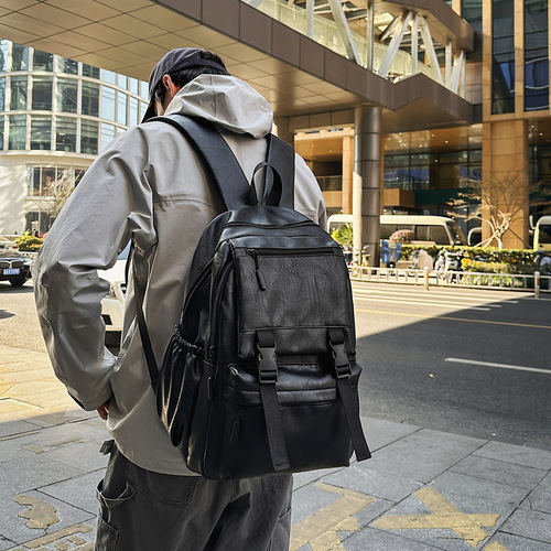 2025 New PU Soft Leather Dual Shoulder Bag, Fashionable and Practical Leisure Outdoor Travel Backpack, Large Capacity Student Dual Shoulder Bag