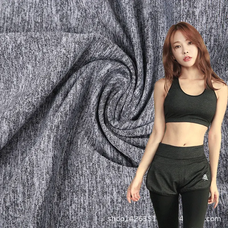 现货 秋冬运动外套面料 麻灰瑜伽健身面料 250克涤氨瑜伽服面料