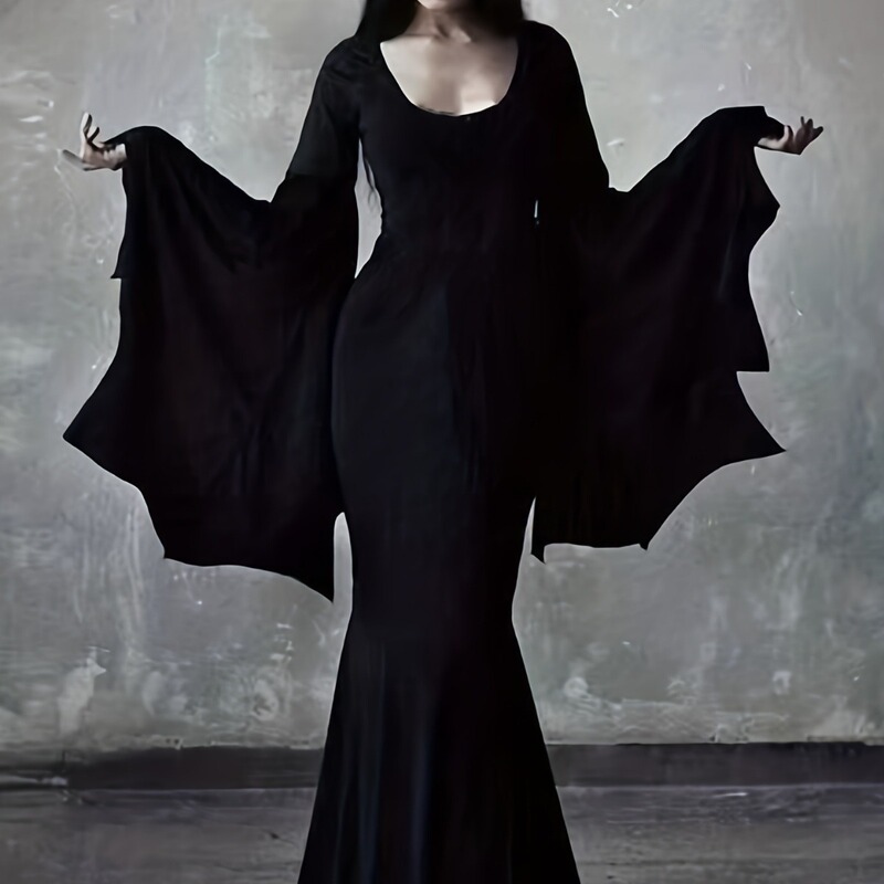 Women's Round Neck Dress Homecoming Dress Long 3/4 Batwing Sleeve Vintage Gothic Dress