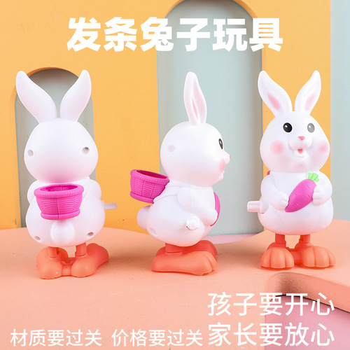 Wind-up toy jumping long-eared rabbit simulation animal infant toys cute educational baby learning crawling stall wholesale