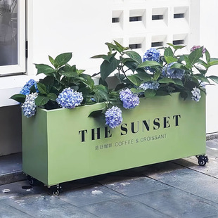 Outdoor Movable Planting Box with Pulley Flower Box Camping Style Swing Partition Fence Iron Flower Trough Flower Pot