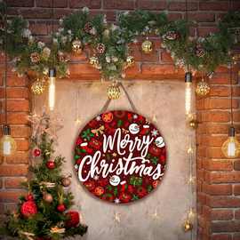 亚马逊热销新品前门美式挂牌圣诞节家居悬挂装饰木制挂墙门廊装饰