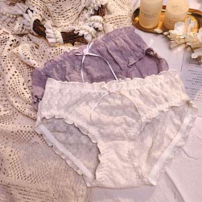 French simple wind ladies underwear summer high color value bubble lace jacquard cotton bread pants briefs wholesale