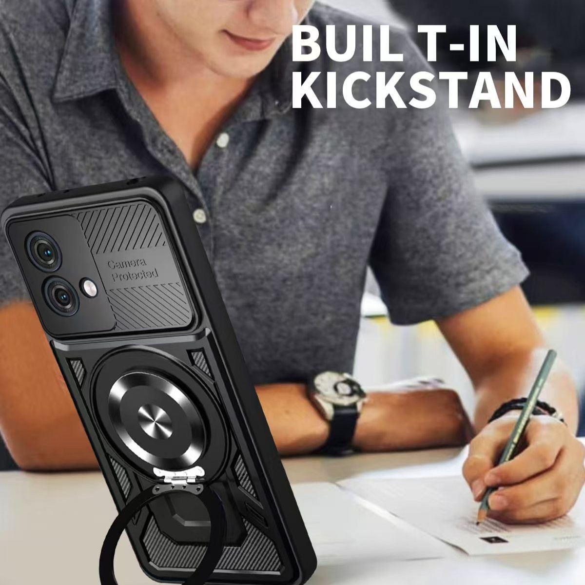 Aplicable MOTO G84 Youjia funda para teléfono móvil G54 descompresión giratoria 360 soporte magnético dos en uno funda protectora anti-caída image 3