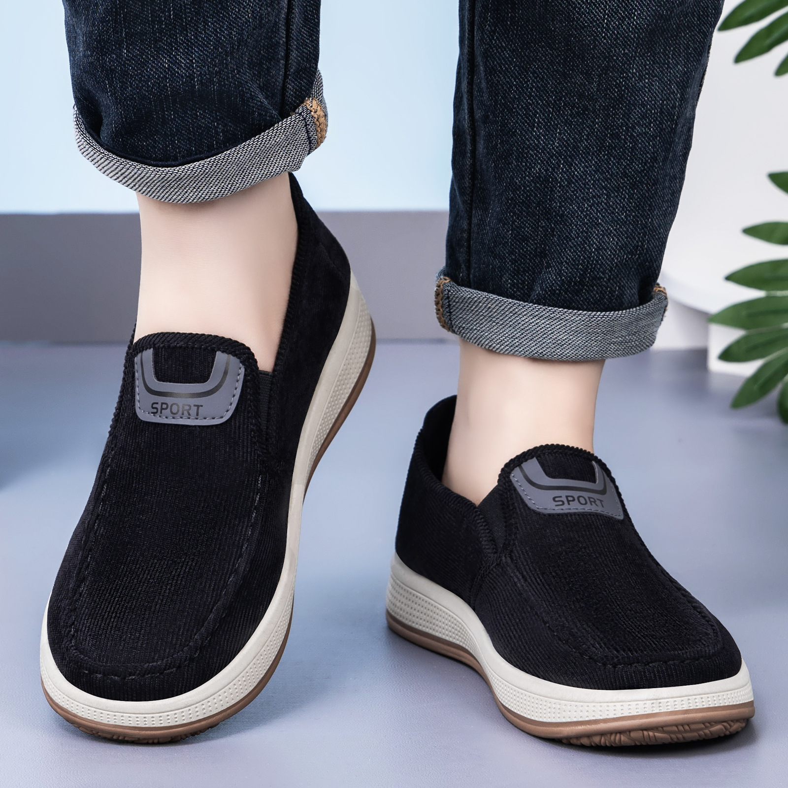 Zapatos casuales de primavera para hombres, zapatos ligeros de un pie, zapatos de skate cómodos para hombres, zapatos de suela suave a rayas.