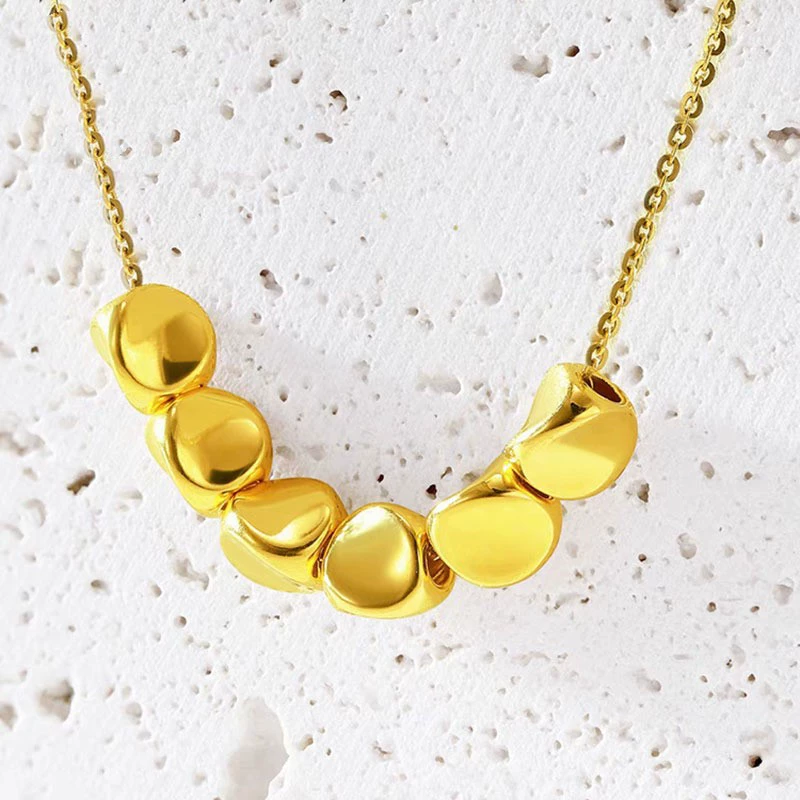 Подвеска из чистого золота 999 пробы с витыми бусинами для женщин, 3D ожерелье из твердого золота с бусинами, горячая распродажа в косметической промышленности, подарок