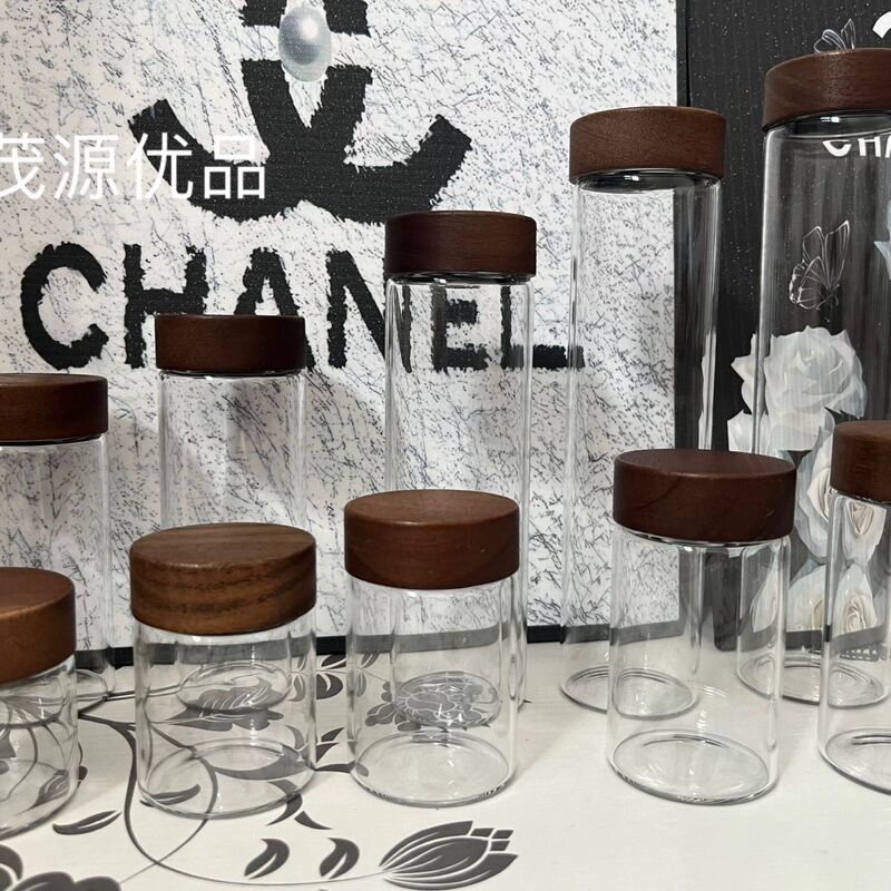 食品级47相思木盖玻璃密封罐储物罐茶叶杂粮咖啡豆罐子咖啡粉收纳|undefined