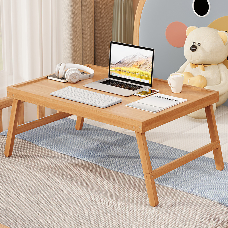 Bed Desk Laptop Table Small Table Foldable Student Dormitory Solid Wood Bay Window Study Table Simple Style