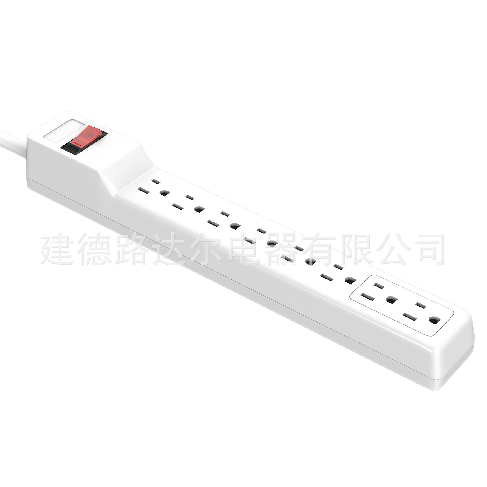 美标带线式插座带开关多孔插线板插排单排 8 outlets power strip