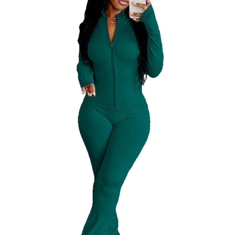 Spring and Autumn Explosions Women's suit Casual Simple Slim-fit Solid Color Top Zipper Jacket with Pants Two-piece Set Spring and Autumn Explosions Women's suit Casual Simple Slim-fit Solid Color Top Zipper Jacket with Pants Two-piece Set