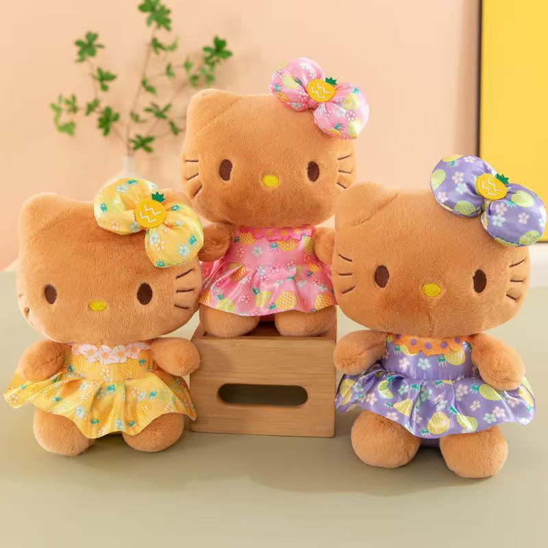 黑皮夏威夷hellokitty可爱圆脸哈喽公仔凯蒂猫毛绒玩具抓机娃娃|undefined